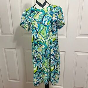 Jude Connally Blue and Green Patterned Dress